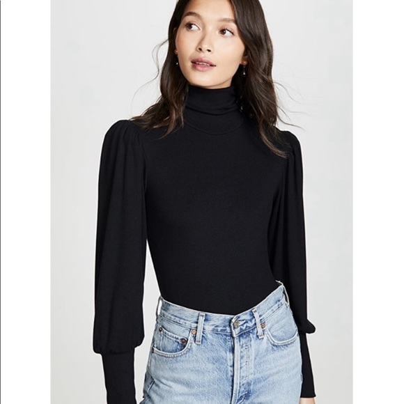 Rachel Pally Luxe Rib Eloise Black Long Sleeve Bodysuit. Size Small. - Picture 1 of 11